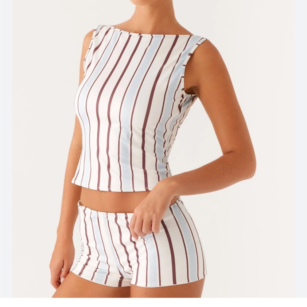 Peppermayo Suns out tank top + mini shorts striped set